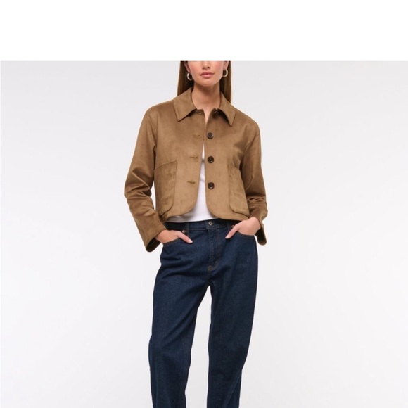 EUC Abercrombie & Fitch Vegan Suede Button-Through Jacket Size XS Brown - Picture 3 of 13